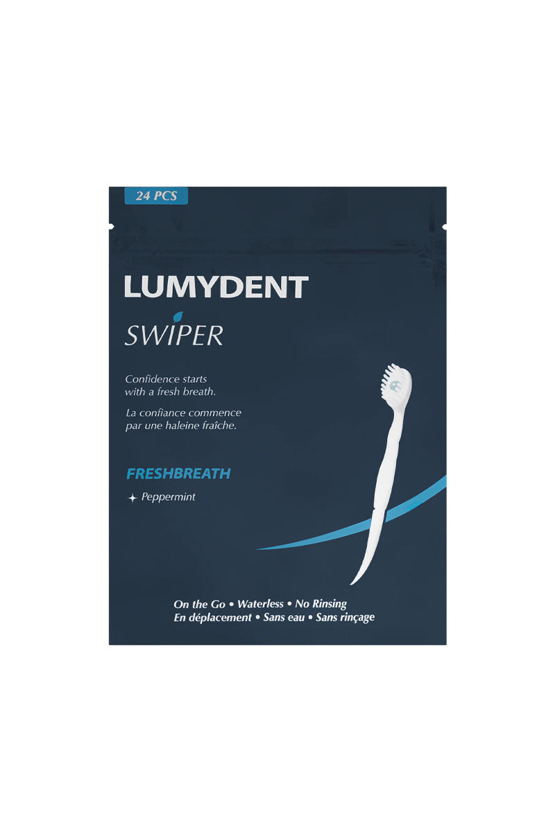 Lumydent Swiper 3-in-1 Wegwerptandenborstel – Met Tandenstoker & Pepermunt (24 stuks) – Mini Travel Toothbrushes – Fluoridevrij
